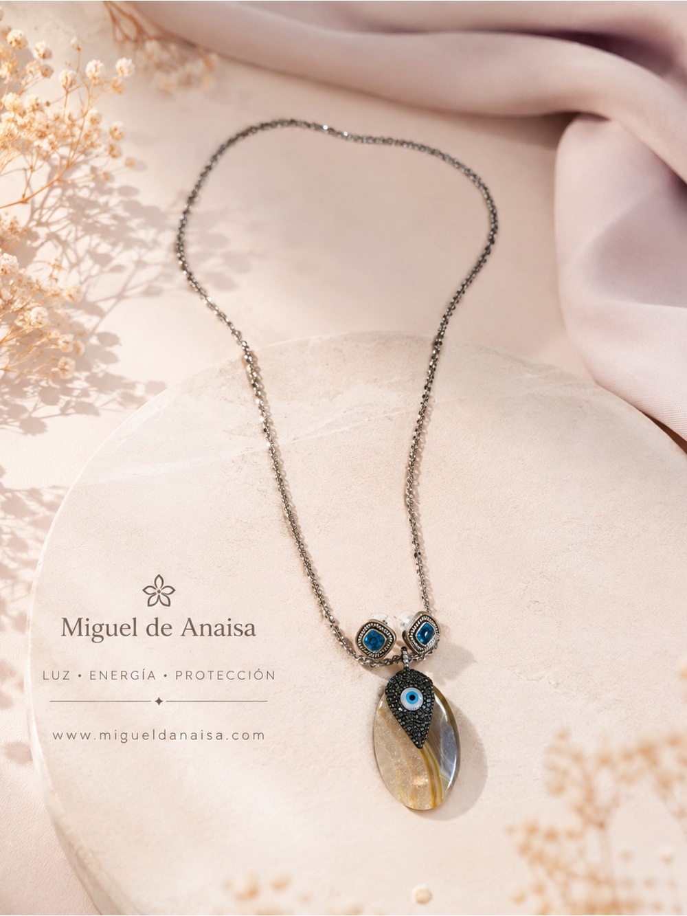 Silver Necklace with Blue Evil Eye Pendant
